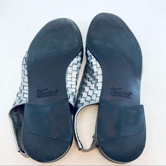 Trotters Pewter Metallic Silver Woven Lucy Slingbacks Flats, size 7.5 WIDE - Picture 8 of 10